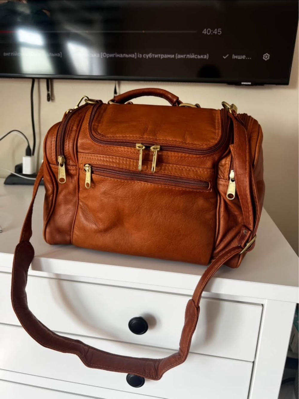 ⁠Vintage Style Brown Genuine Leather Satchel Bag⁠ - Picture 2 of 8